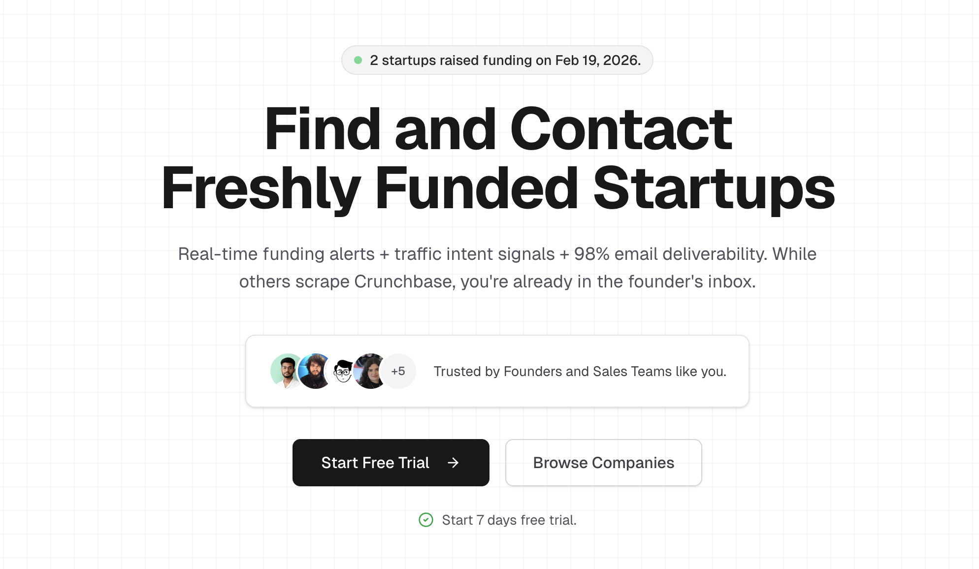 Recently funded startups list with real time alerts and founder contact data for outbound sales